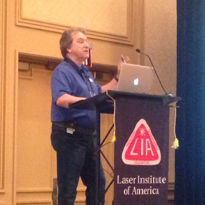 LaserInstitute's tweet photo. Wayne Penn of Alabama Laser says GE's fuel injector is a game changer! Made only with lasers. #laserevent https://t.co/BR8m1wRukP