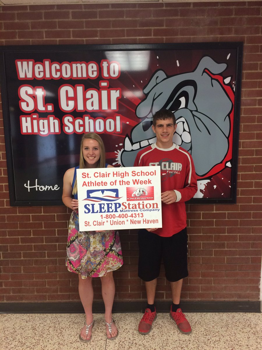 STCBulldogs's tweet photo. Congratulations Sleep Station Athletes of the Week, Amanda Baumruk & Jagger Thompson! #stcr13 #AoftheW @StClairR13 https://t.co/C11lUYoHmR