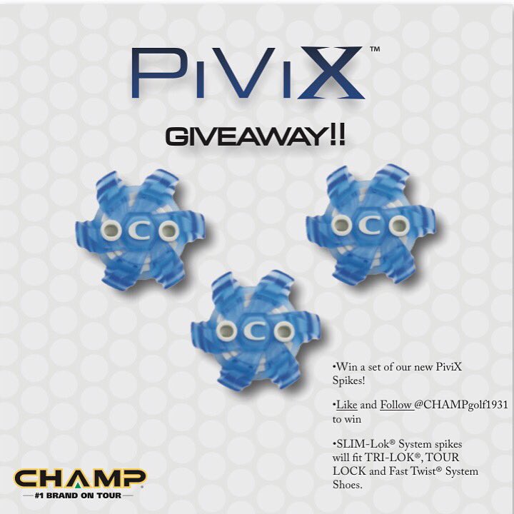 We have a new handle! Follow us <a href="/champgolf1931/">CHAMP Golf</a> for a chance to win new #PiviX spikes! #champgolf #Spikes #follow