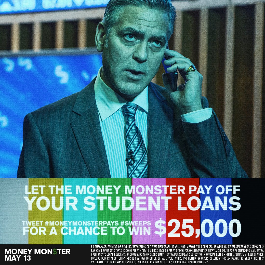 MoneyMonster's tweet image. Student debt is over $1.2 Trillion. RT for a chance to win $25k. #MoneyMonsterPays #Sweeps bit.ly/MMM_Rules