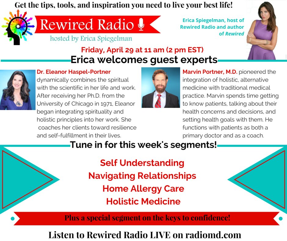 ericaspiegelman's tweet photo. #GetInspired & #GetRewired with a new #RewiredRadio Fri @11am on @YourRadioMD with Dr. Marvin Portner and @DrEleanor https://t.co/brJVQX3LAN