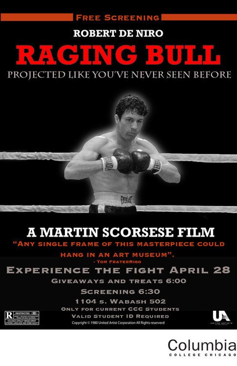 ColumbiaLoft's tweet photo. Raging Bull: Film Screening TOMORROW!! #bethere #cccloft (see flyer for details) https://t.co/IbpKFl89du