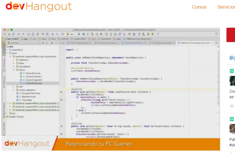 sandramoreperu's tweet image. Dándome un tiempo para aprender algo sobre MVP Architecture on @Android con @isabelpalomar , #devHangout  :)
