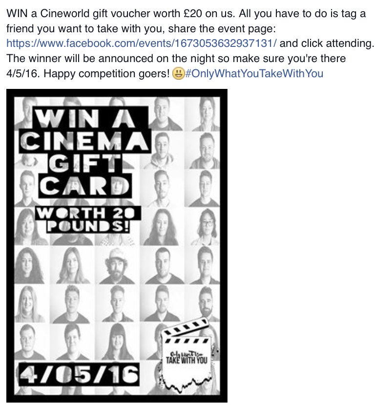 medprodshow's tweet photo. WIN a cine world gift voucher worth £20 on us. Winner will be announced on the night at Depot 4/5/16. https://t.co/wYaOx3ytHN