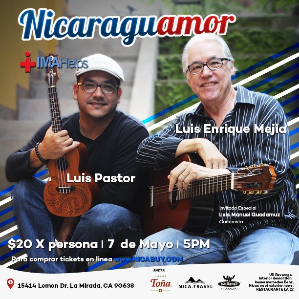 #Concierto LUIS ENRIQUE MEJÍA GODOY &amp; LUIS PASTOR EN VIVO #MAYO 7, 2016

NicaBuy.com  800-679-1947