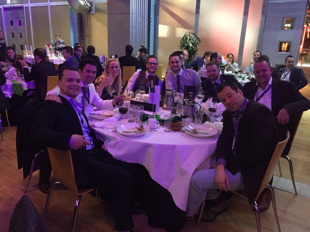 kurtpittman's tweet photo. What a table, Swansea, Stoke, Brighton, Brentford and @kevvvyd 😂🍾 #TTA16 https://t.co/ewAdc4D8Yz