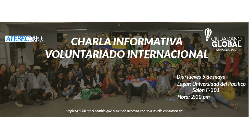 AIESECPeru's tweet photo. Esta charla está dirigida a alumnos de: Universidad del Pacífico, UPC, Universidad Cayetano Heredia y Cesar Vallejo https://t.co/OJ2NCJrexX