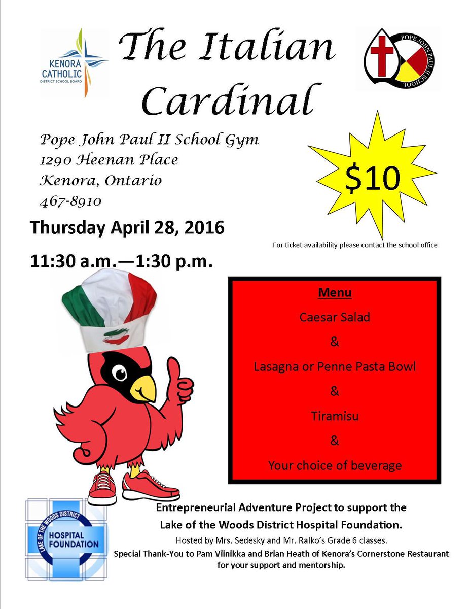PJPSchoolKenora's tweet photo. Still tickets left! Great food for a great cause! The students are preparing dessert and learning about beverages. https://t.co/n4jVQ2STsN