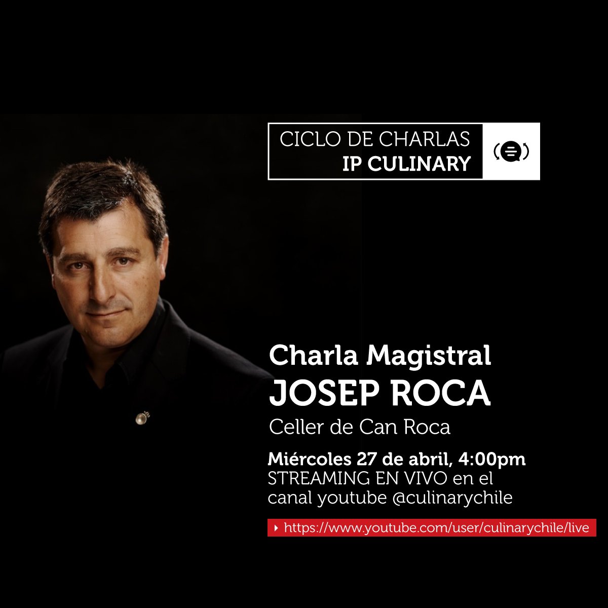 Esperando vía streaming charla de Josep Roca <a href="/JosepPituRoca/">Josep Roca Fontané</a> a las 16:00pm @<a href="/CanRocaCeller/">El Celler de Can Roca</a>  youtube.com/user/culinaryc…