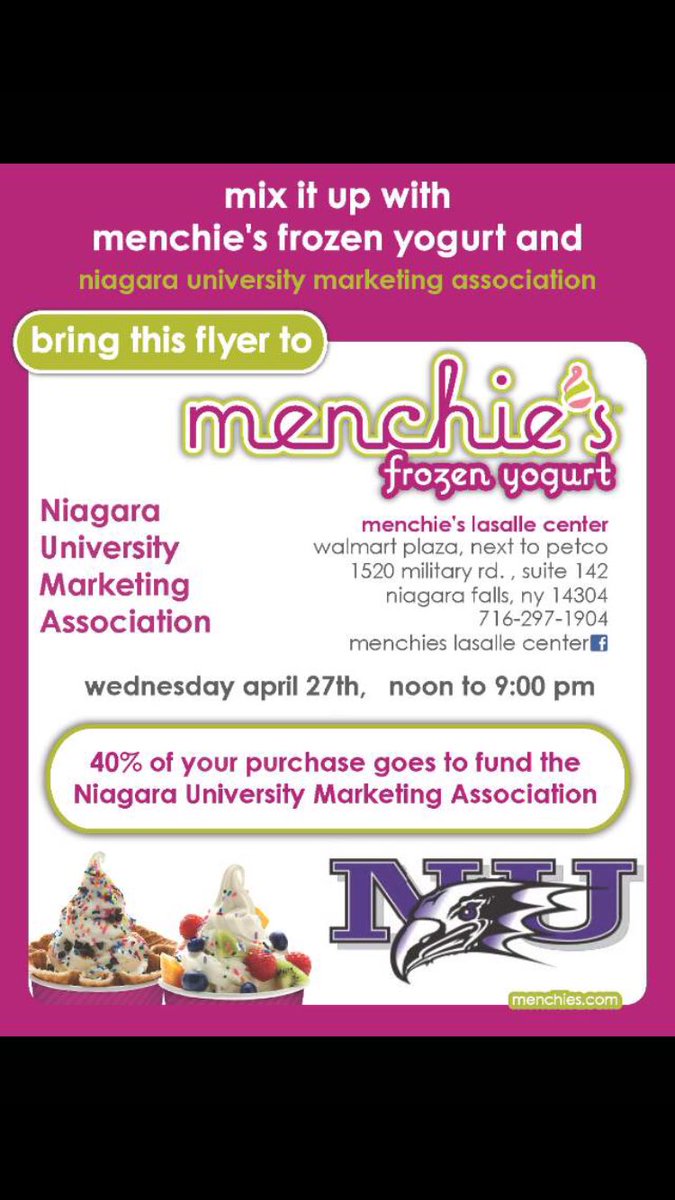 OliviaWelch_'s tweet photo. Come support NUMA at Menchies today from 12-9! Make sure you mention NUMA! 🍦@MarketNU https://t.co/2CEkghHxhv