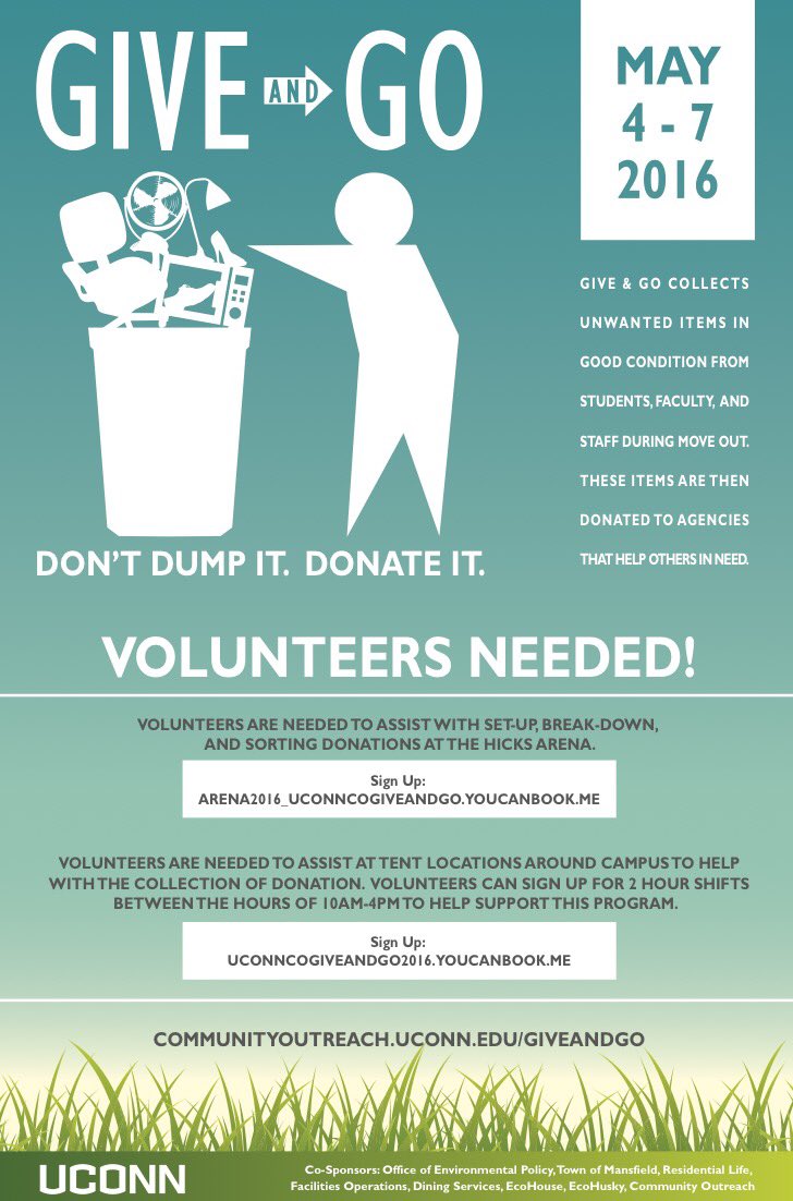 UConnFYP's tweet photo. Give and Go is happening next week! Sign up to be a volunteer for this great cause #inspireUConn https://t.co/JPxSaJpC5n