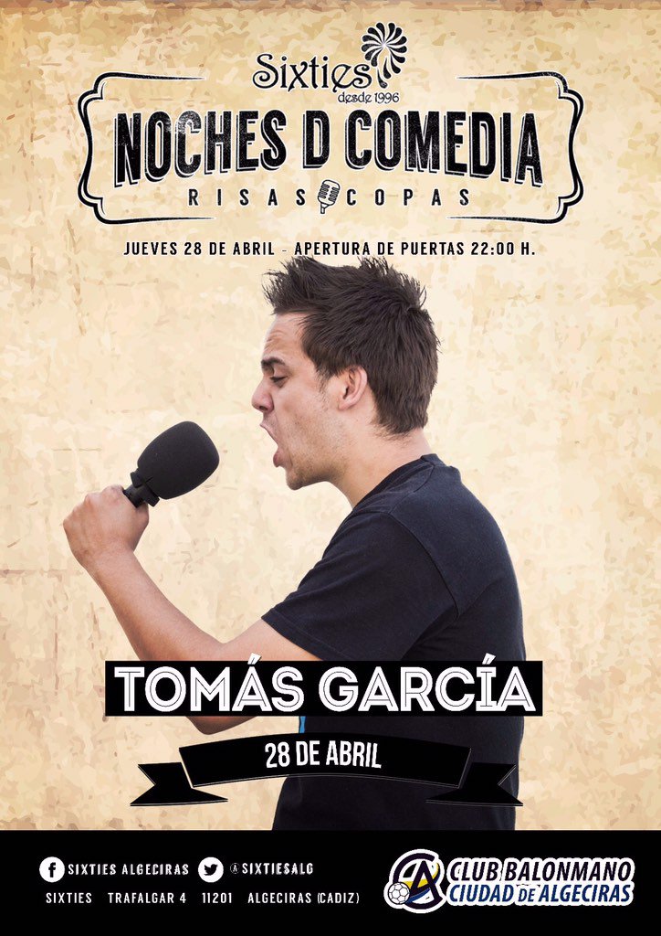 TomasGarciaTG's tweet photo. Mañana estaré haciendo el ganso en el gran Sixties, mucha magia, más humor y si no te ríes te devolvemos el dinero. https://t.co/TR6zdVHg7D