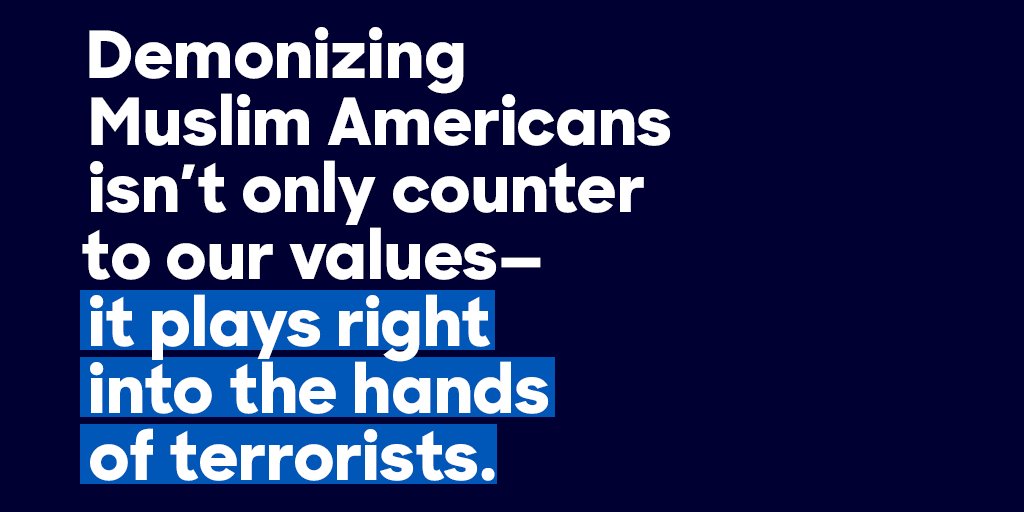 HillaryClinton's tweet photo. Donald Trump's anti-Muslim rhetoric goes against everything we stand for. https://t.co/w4lmEdMPAv