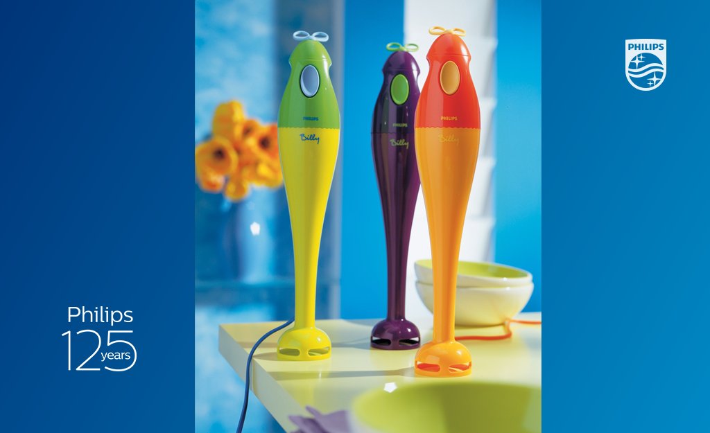 1997: De trendy Billy-staafmixer toonde aan dat huishoudelijke apparaten best fantasierijk mochten zijn. #Philips125