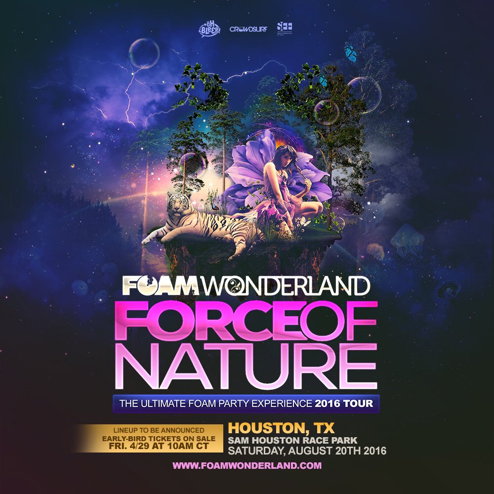 Houstonragers's tweet photo. Houston! @FoamWonderland is coming back! This time they're taking over Sam Houston race park! Tix on sale Friday! https://t.co/liKerCcvgF