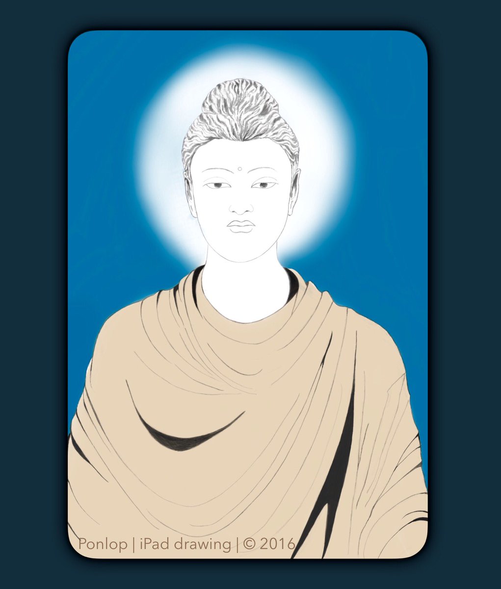 ponlop's tweet image. My iPad drawing of the #Buddha, based on Gandhara #art. Enjoy 😊