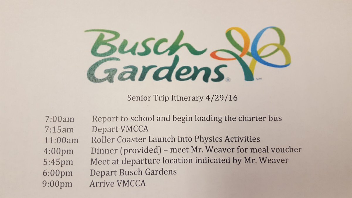 vmccaseniors's tweet photo. Senior Trip Schedule https://t.co/jZXjUviA3O