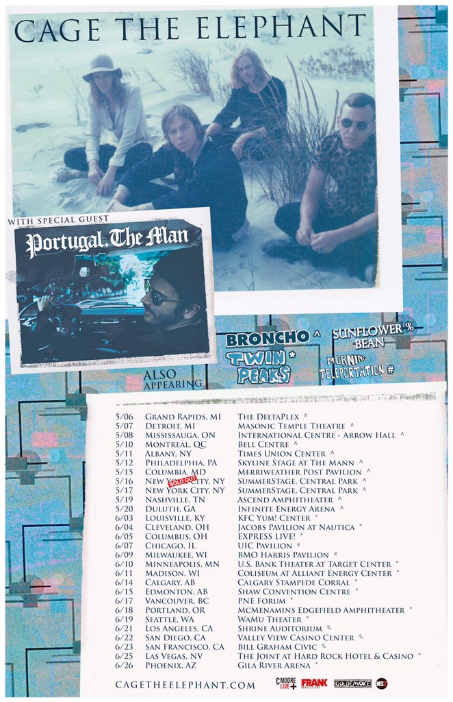 CageTheElephant's tweet image. TOUR BEGINS NEXT WEEK!! RT FOR CHANCE TO WIN TIX TO SEE US  w/ Special Guest @portugaltheman