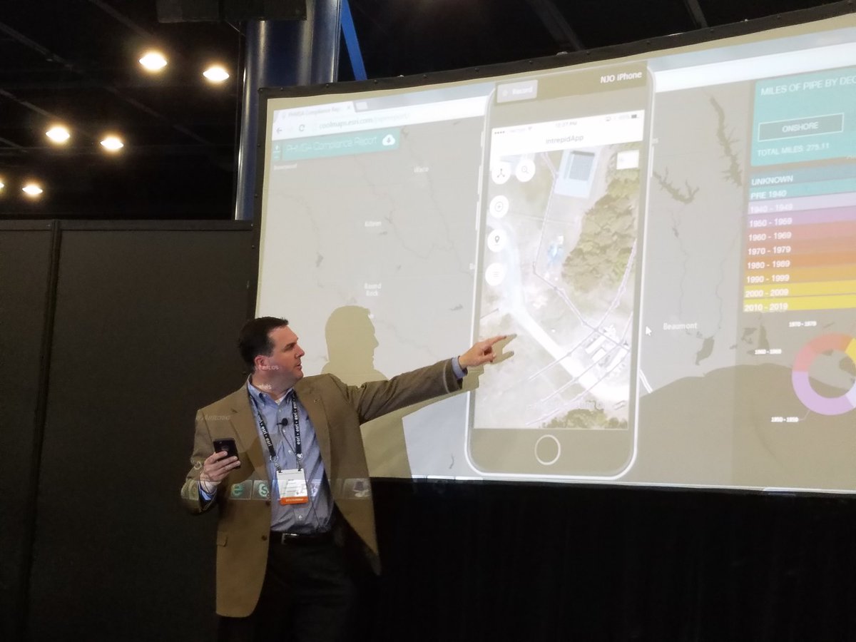 novarageoSD's tweet photo. Neal demonstrating the new PODS "in your pocket" application. Come see it! Booth 322 #novarageo #EsriPUG https://t.co/9D9uTQvNNw