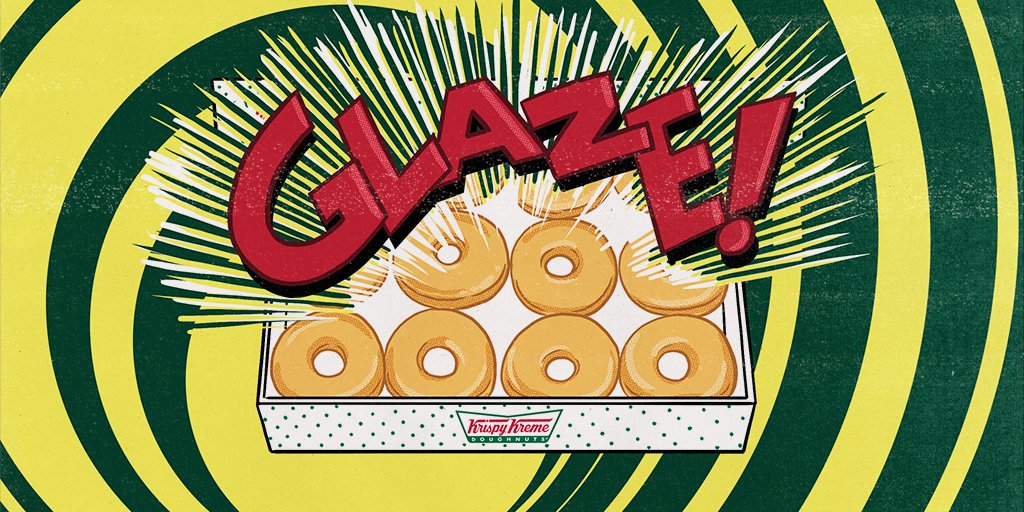 krispykreme's tweet image. Super heroing making you super hungry? Fly in for #SuperHeroDay on 4/28 for BOGO Original Glazed dozens (in US/CAN)