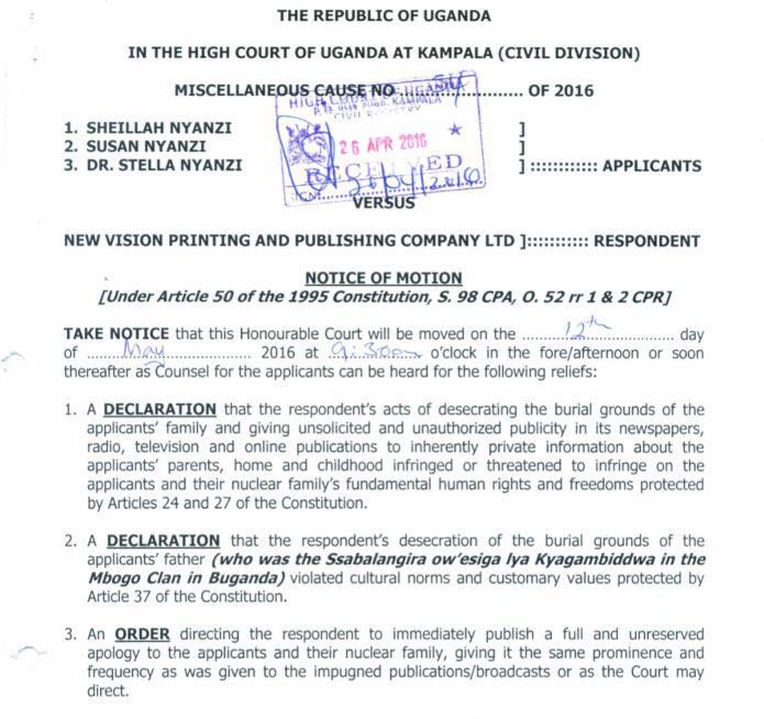 drstellanyanzi's tweet photo. My lead lawyer Isaac Kimaze served Vision Group for desecrating my ancestors' graveyard in news about #RotAtMISR. https://t.co/NgyZYUsRYu