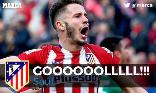 marca's tweet photo. EN DIRECTO | ¡Goooolazo de Saúl! ¡Espectacular! ¡El Atleti pega primero! https://t.co/HQFklEhBsR #UCL https://t.co/lNG1fACXzV