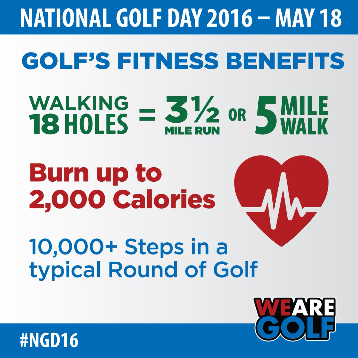 golfcoalition's tweet photo. Tomorrow is #NGD16! W/ 1 day to go, here is one of our top reasons to support National Golf Day - fitness benefits. https://t.co/JPVin2ixbv
