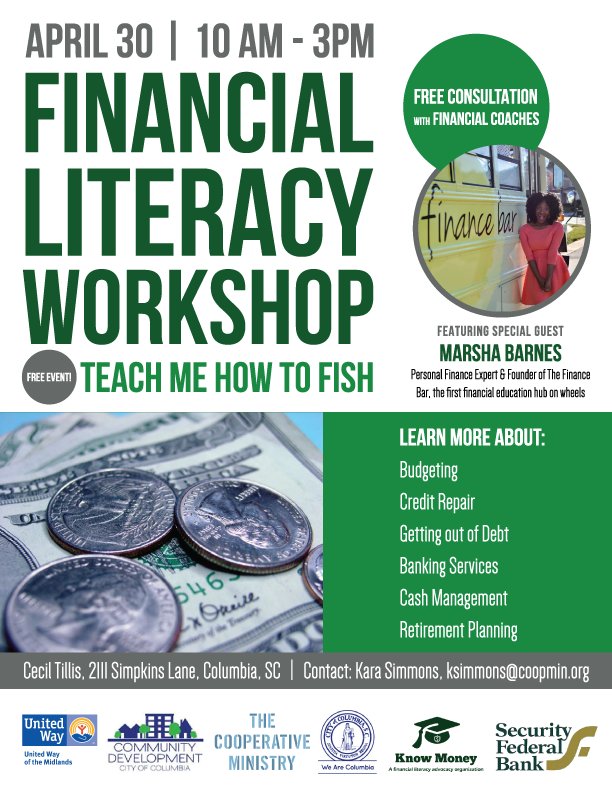 Earn__SC's tweet photo. Come out to the FREE EVENT on Saturday April 30th from 10-3pm!!!! #FinancialLiteracyMonth #FinancialLiteracyWorkshop https://t.co/XS2TLu5PVv