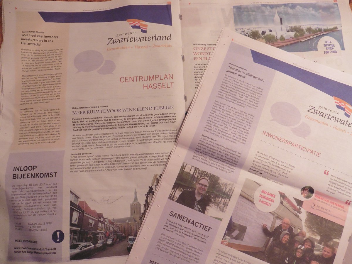 Spreads gemeente Zwartewaterland met <a href="/MOOIgraphic/">MOOI graphic studio</a>. Mooie interviews over #CentrumplanHasselt #Inwonersparticipatie.