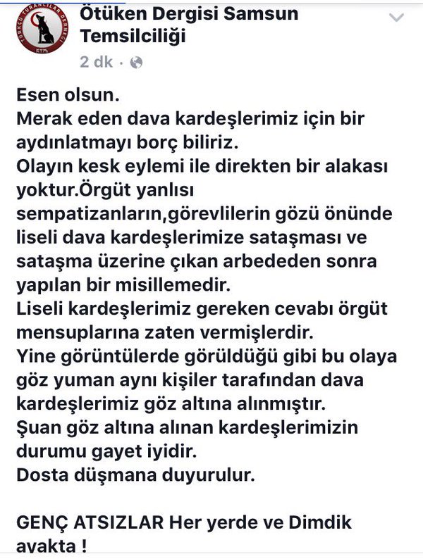 Samsun Temsilciliğimizden bilgilendirme.