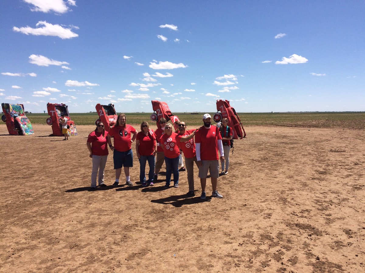 T221 did a little Cadillac Ranching today! #CadillacRanch  #teambuild <a href="/CDCahill/">Chris Cahill</a> <a href="/Robert0928/">Robert Brooks</a> <a href="/allie4target/">Allison Monroe</a>