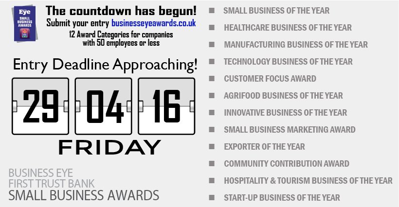 BusinessEyeNI's tweet photo. #CookstownHour Make sure your #business has submitted its entry before Friday. #sba2016 @CookstownHour https://t.co/MHCj9FO1wC