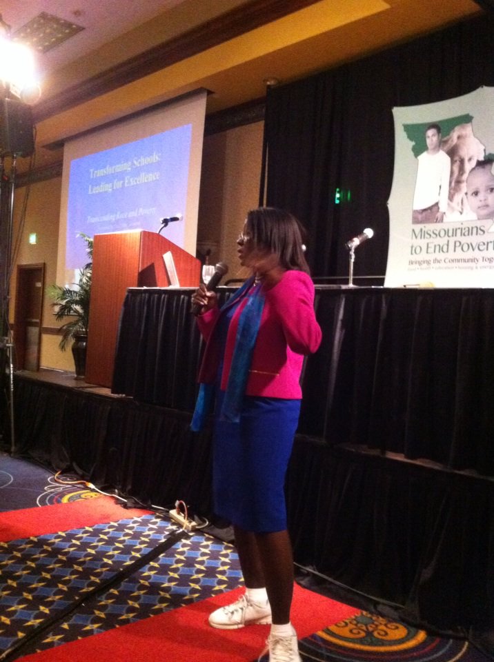 EmpowerMissouri's tweet photo. Dr Tiffany Anderson shares ways to transcend race &amp; class for excellent schools. #MOPovertySummit https://t.co/Bp0TeHyAMB