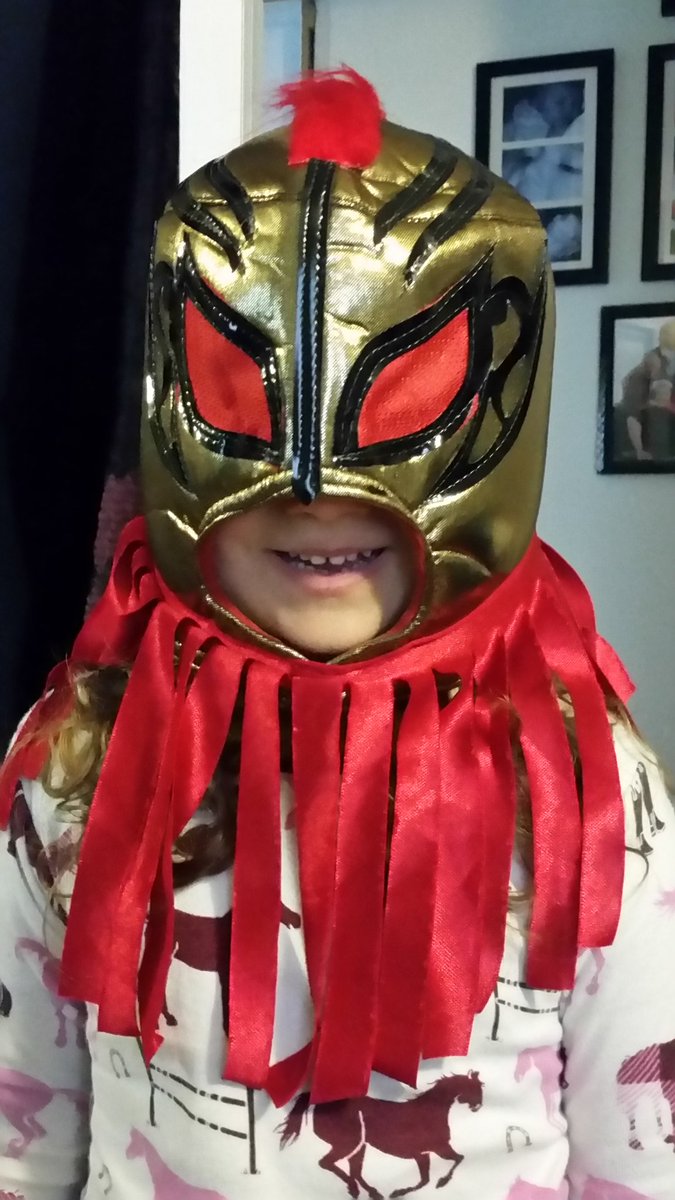 Found my daughter wearing this this morning!!!! #lucha #kidsbecrazy lol