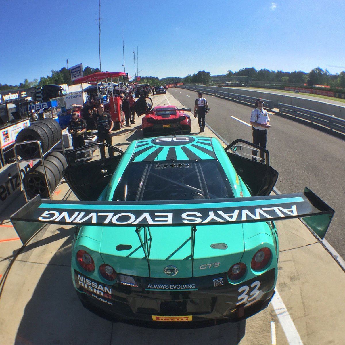 aeperformance's tweet photo. #wingwednesday The #ae33 in pit ready for track during #PWCBarber @WCRacing #alwaysevolving #aernow #Nissan #Nismo https://t.co/8PQk9hUFAc