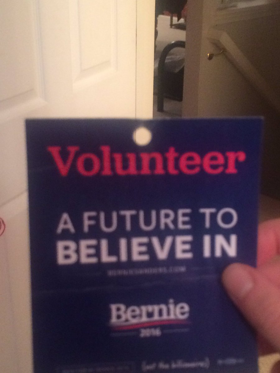 AbbyBrickler's tweet photo. My volunteer badge! #BernieRally #BernieAtPurdue https://t.co/YdBtx0InxQ