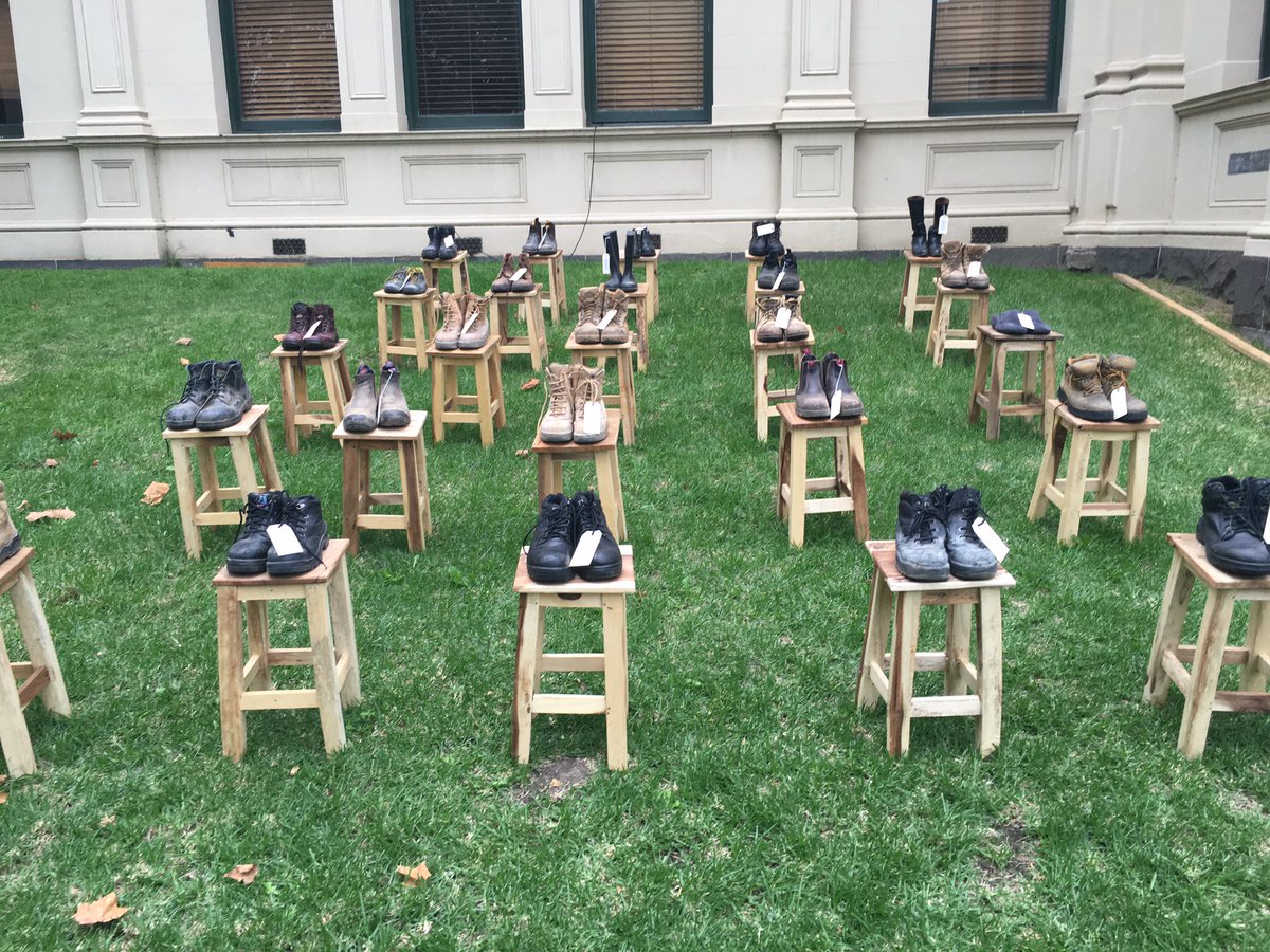 Gone, but not forgotten. Every day we fight so others can go home safe. #IWMD16 #PutYourBootsOut Event at <a href="/VicUnions/">Victorian Trades Hall Council</a>