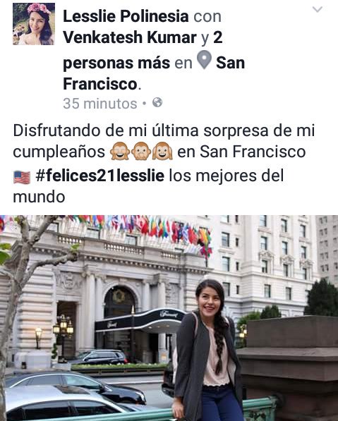 LG_47875's tweet photo. Lesslie Disfrutando De Su Ultima Sorpresa En San Francisco #Felices21Lesslie @PPTeamLesslie 💙💙💙 https://t.co/cnSAr0Jos5
