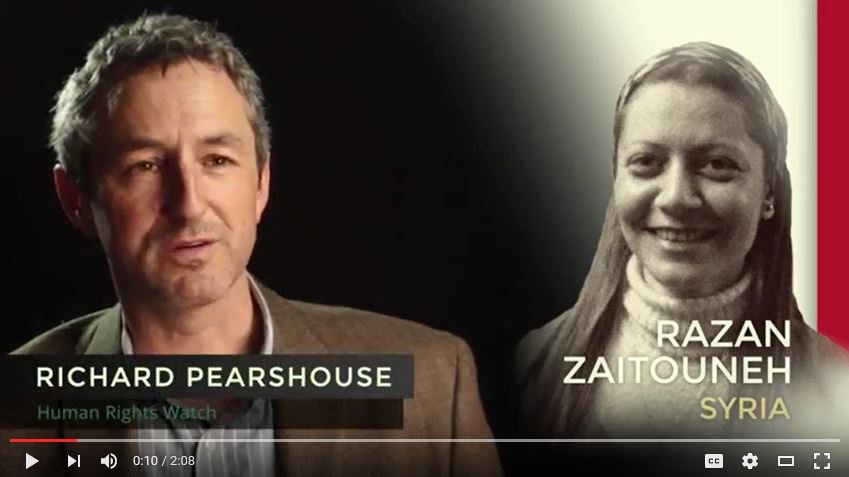 PeterHuvos's tweet photo. #Ennals2016 finalist #RazanZaitouneh, a “symbol of a different #Syria” -- @RPearshouse @hrw https://t.co/WeEpQKKpLz https://t.co/X8cLAXpHoP