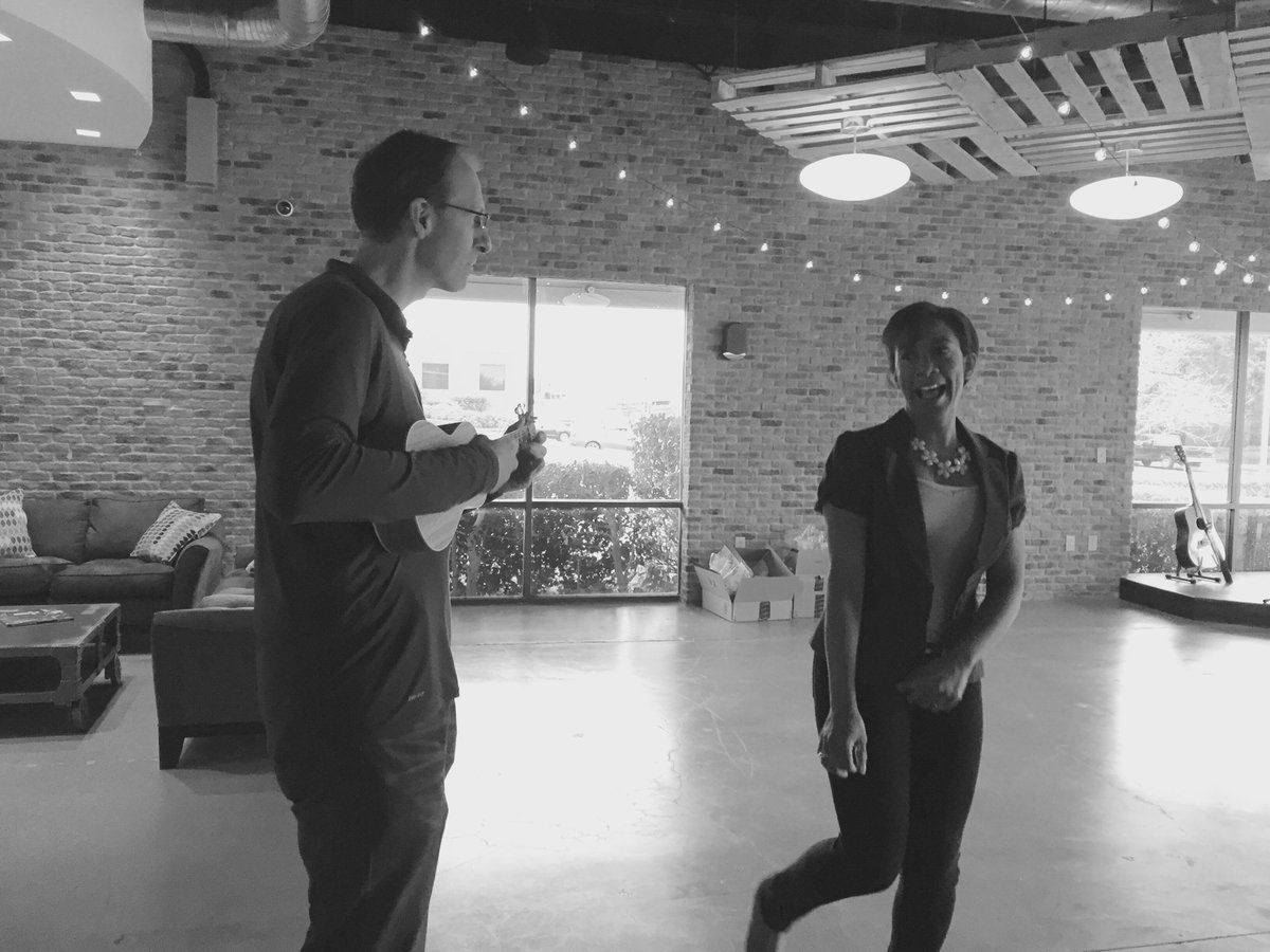 RTCreativeGroup's tweet photo. Trent serenades Kathleen with a song on his ukulele for her birthday! #rtcreativegroup https://t.co/1WE8n8oF32