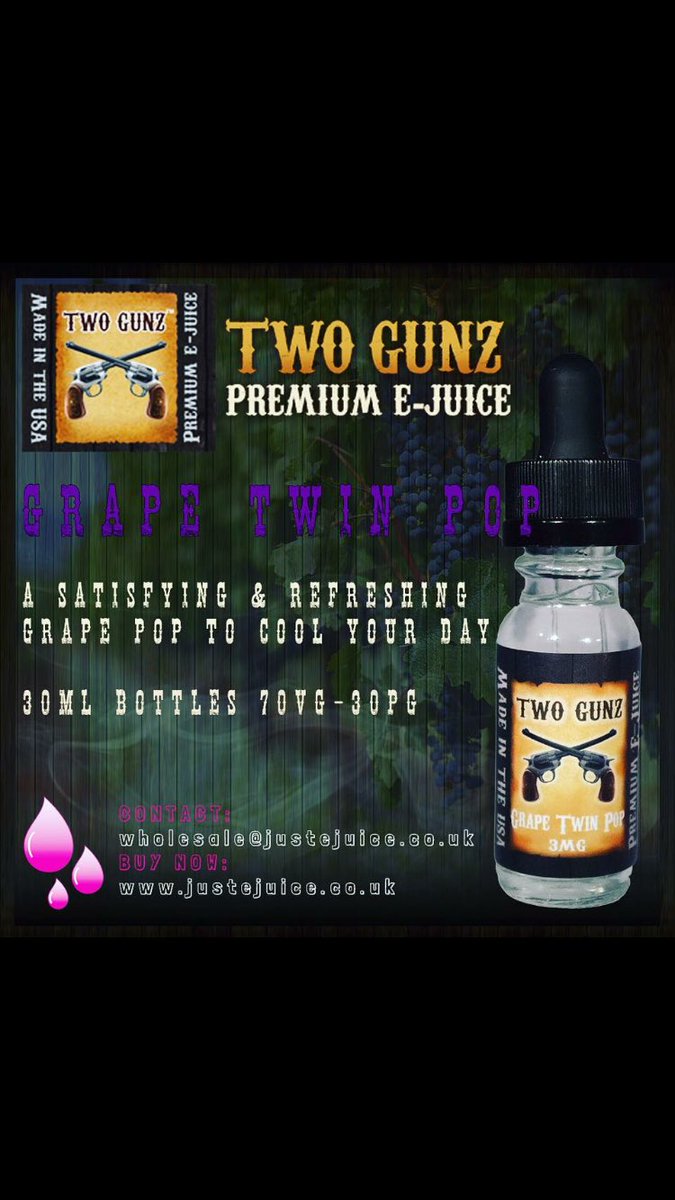 Justejuice's tweet photo. Grape twin pop from Two Gunz available now at https://t.co/qyIpyvJkq5 #twogunz #ukvape #vapeuk #ukvapers #vapeuk https://t.co/ddNhb6TBr5