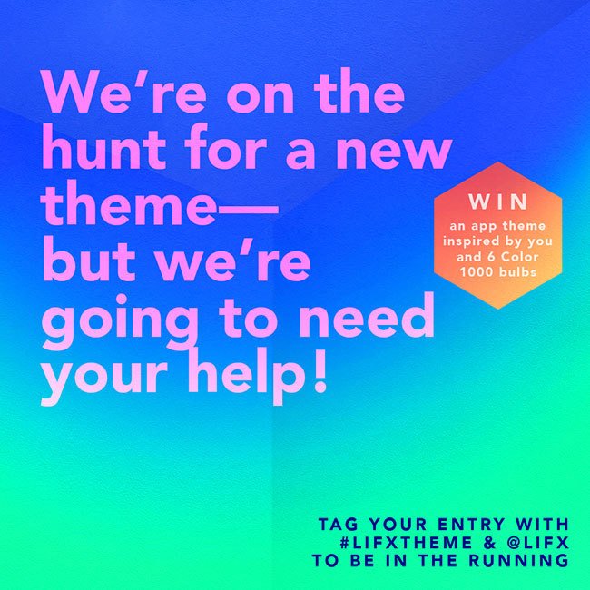 LIFX's tweet photo. There's still time. Share your #LIFXtheme for a chance to win! https://t.co/PTOWjyfmcO https://t.co/uCJt91vrtS