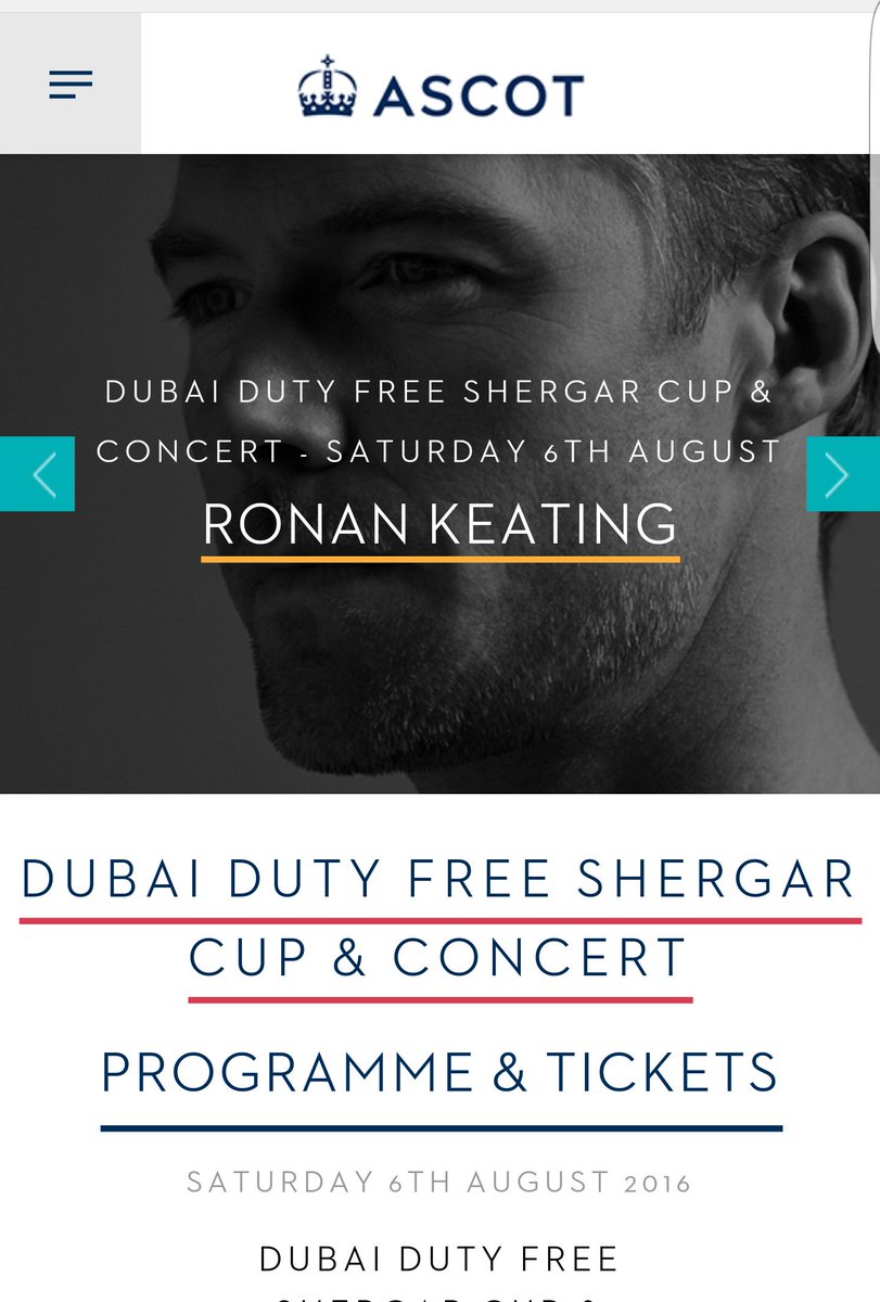 mercedesgirl69's tweet photo. Tickets for @ronanofficial | Racedays | Sherga Cup &amp; Concert | Ascot 6th Aug @Storm_Keating 
https://t.co/KSau3S4Sh1 https://t.co/fhSwTnFHrM
