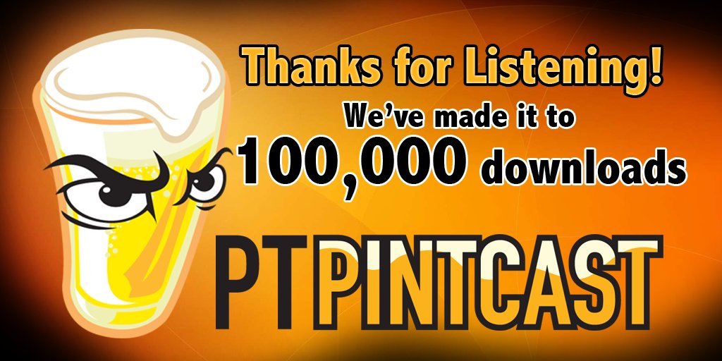 PTPintcast's tweet photo. One Hundred Thousand Thank You's! #Honored #Humbled #Thankful #LetsGetABeer #HowDidThatHappen? #WoW #Blushing https://t.co/XeIQQWwRo3
