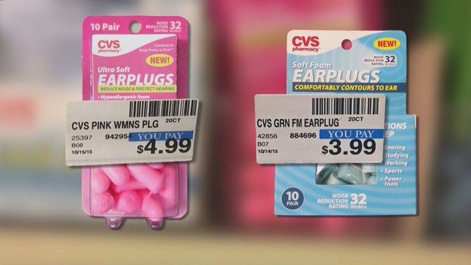 pink earplugs are more expensive than bleu earplugs 