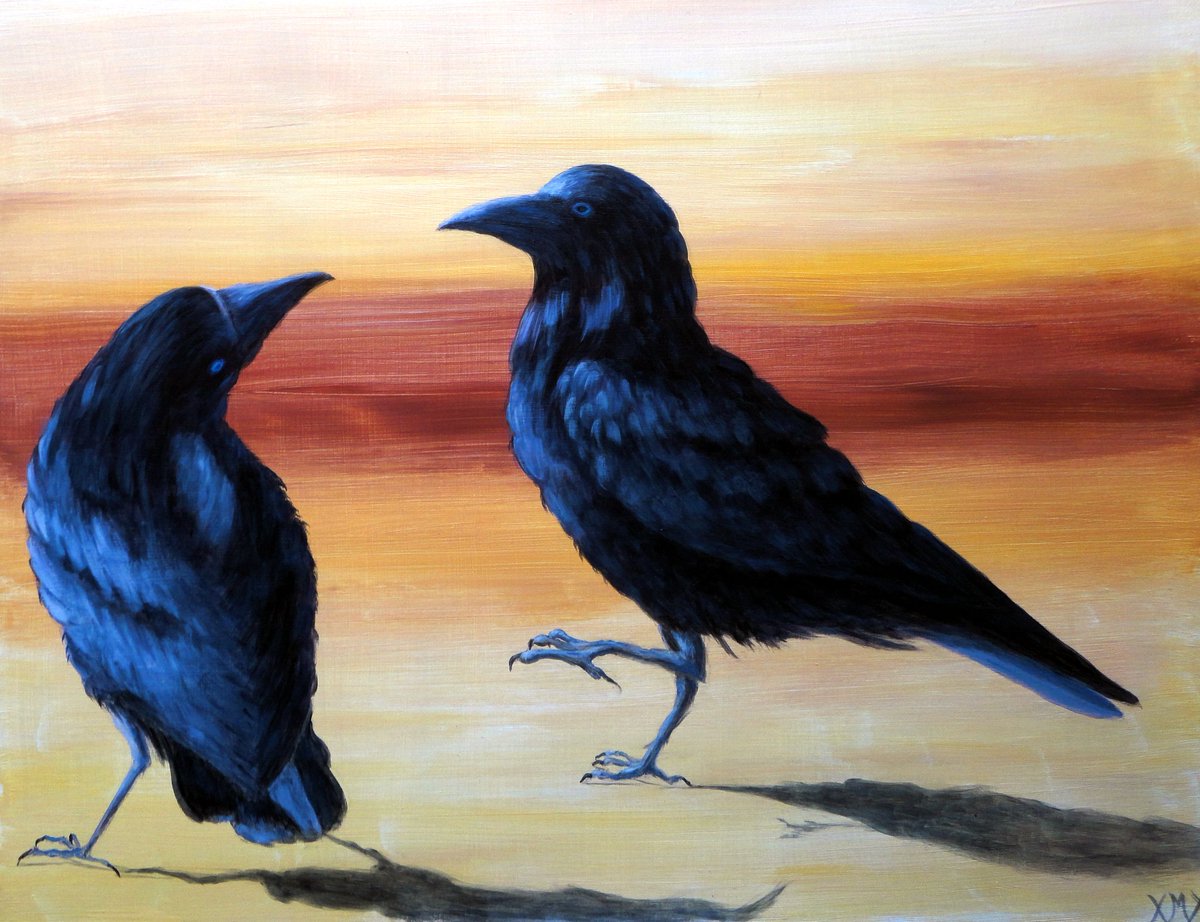 XochiArtist's tweet photo. Courting Crows https://t.co/dUQSoN7hN2 #crows #crow #dancingcrows #happyart https://t.co/9A7ve9HQy7