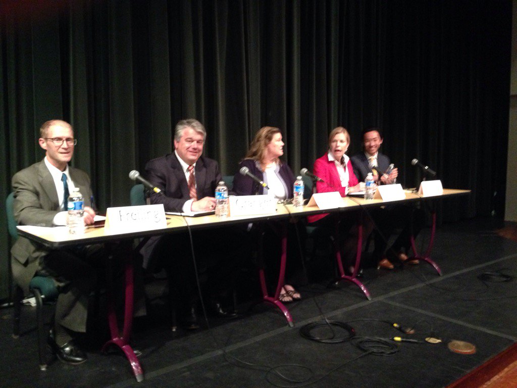 VGSteve's tweet photo. Five City Council candidates prepared for debate. https://t.co/3mvUctYc3c