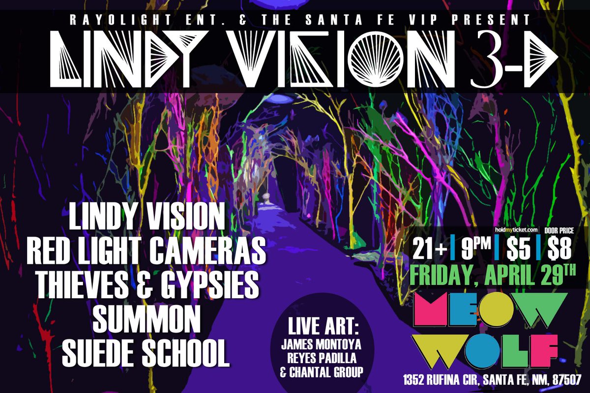 SuedeSchool's tweet photo. This Friday at Meow Wolf! https://t.co/8VdQsmut67