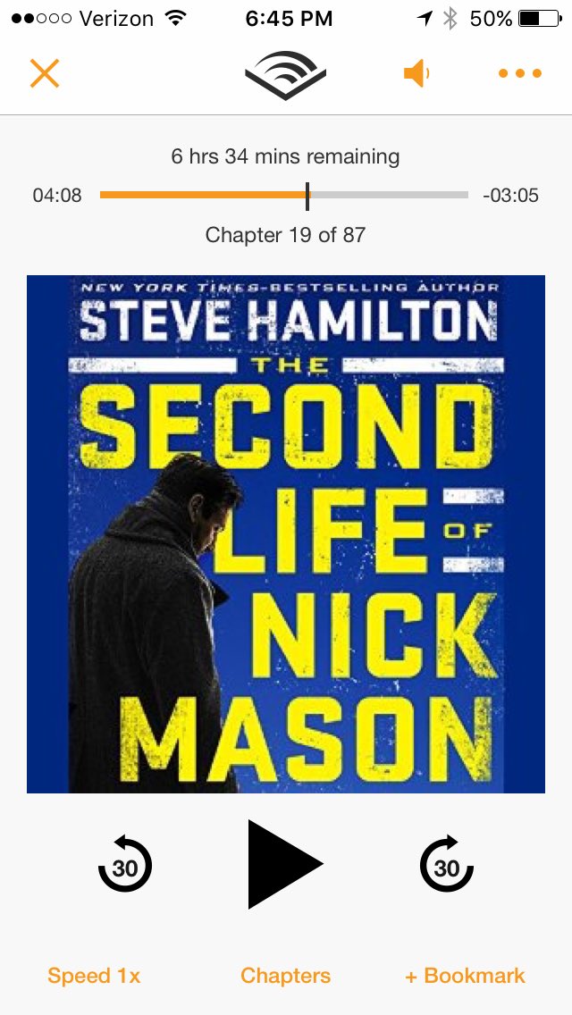 Loving The Second Life of Nick Mason by <a href="/authorsteve/">Steve Hamilton</a> and read by @Ray__Porter