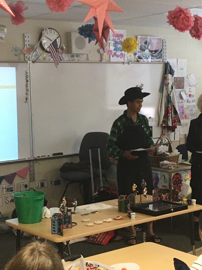 marlattschool's tweet photo. Peruvian Artist sharing his retablos with 5th grade students for International week at Marlatt. https://t.co/0HoPqqjG6M